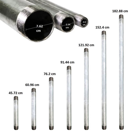 وزن لوله گالوانیزه 2 اینچ, 4 اینچ و 8 اینچ